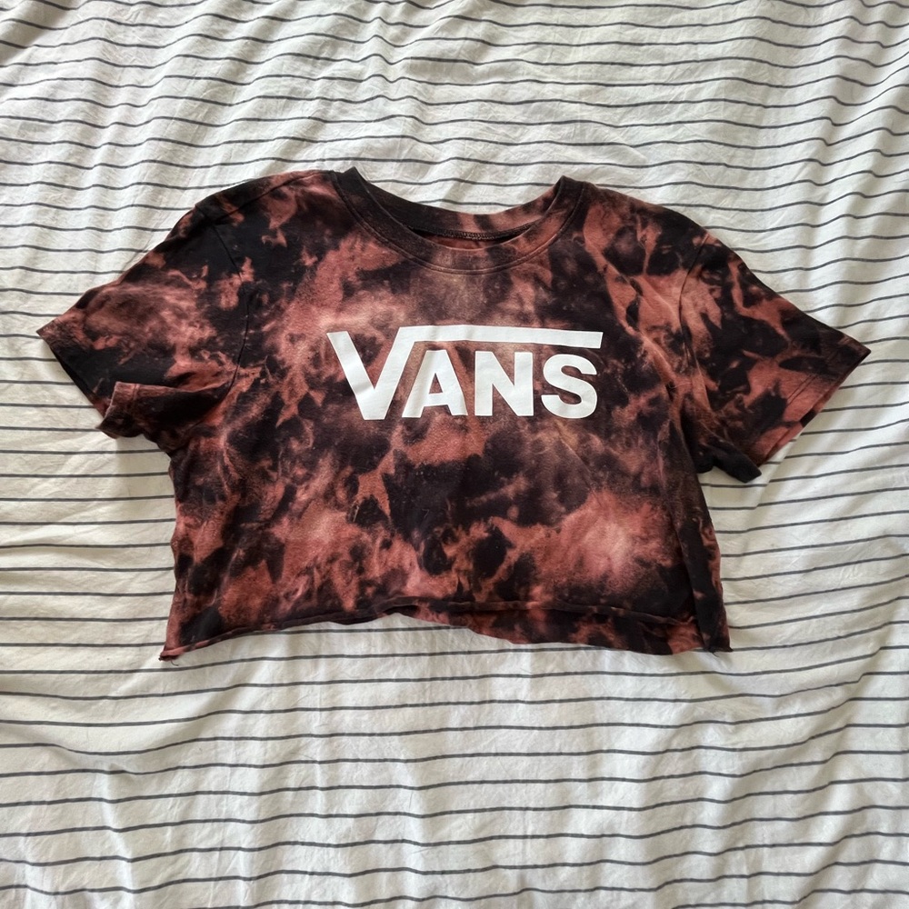 Custom vans bleached dyed crop top